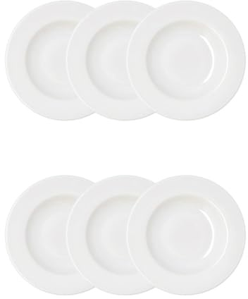 Bidasoa Set de 6 platos hondos Serenity Hydrozero de porcelana 23 cm | Blanco, Porcelana, formato redondo, acabado brillo, 23 cm, 6 piezas, apilable, apto para microondas, apto para frigorífico