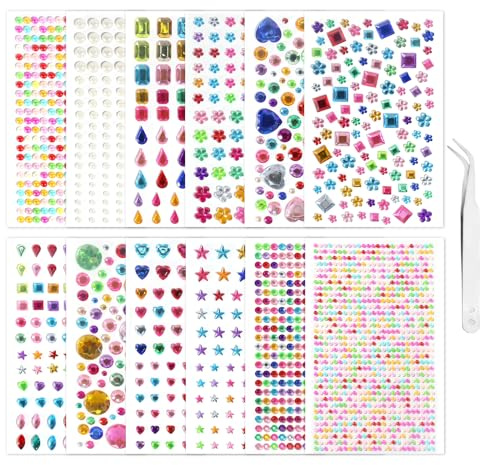 Solinorex 3800 Stück Glitzersteine Selbstklebend, Bunt Acryl Strasssteine Selbstklebend, Aufkleben Zum Basteln, für Fotorahmen, Bastelsachen, Zestaw