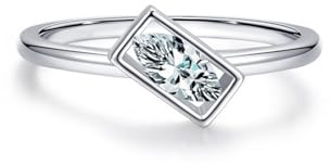 Stfery Bague Platine Femme, Anneau Carreau Incliné Incrusté de Lab Diamant Marquise, Bague Or Véritable PT950 Taille 51