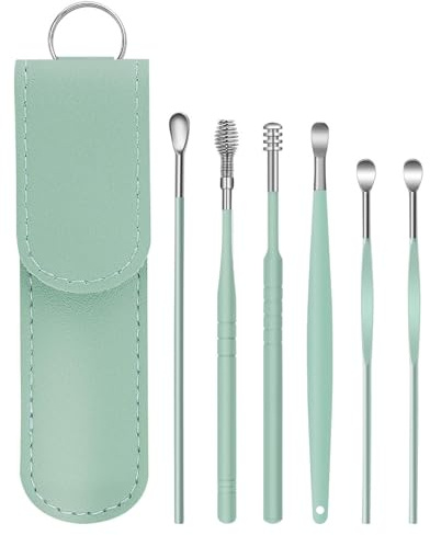 Ear Wax Removal Kit, 6 Pcs Stainless Steel Ear Cleaner Set, Portable Cleaning Tools for Home Travel Use