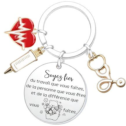XWXWXW Cadeau Infirmiere Femme Porte Clef InfirmièRe Homme Idee Cadeau InfirmièRe Cadeau Aide Soignante Cadeau Medecin Infirmiere Accessoires Aide Soignante Accessoire Materiel Infirmiere