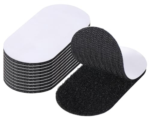 Blendura Klettband Selbstklebend, 10 Paare 50 x 100 mm, Schwarz | Selbstklebender Klettverschluss ohne Bohren für Wand, Tür, Kunststoff, Glas und Metall, zum Ordnen in Haushalt und Büro