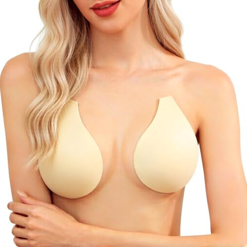 ZENITHORA Stick On Bra Cups Push Up - Invisible Sticky Bra Push Up, Silicone Strapless Women's Adhesive Bra for Party Wedding Backless Dresses