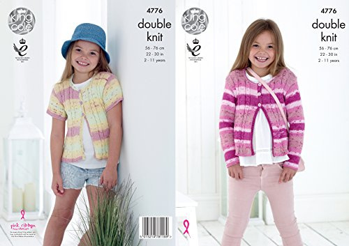 King Cole Girls Cardigans Knitting Pattern 4776 Cottonsoft Crush DK