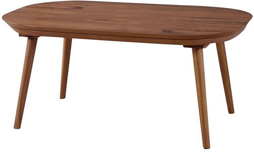 AZUMAYA Kotatsu Heiztisch KT-106, B 80 x T 69 x H 41 cm, natürliches massives Akazienholz mit runder Eckform, Tischplatte, Zuhause und Wohnen, natürliche Holzfarbe