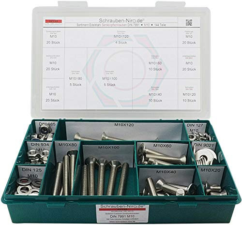 Sortiment/Set Edelstahl Senkkopfschrauben M10 DIN 7991 VA A4 V4A Innensechskant
