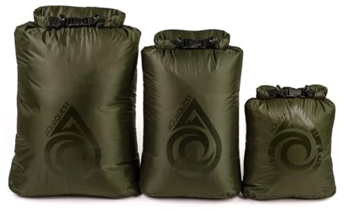 Aqua Quest Rogue 3-Piece Dry Bag Set - 10, 20 and 30 L - Olive Drab