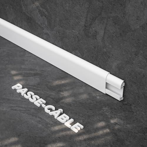 Plinthe Passe-Câble PVC 50 mm - Blanc - 1 m, Lot de 5