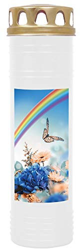 HS Candle 4er Pack Grabkerzen mit Motiv, Grablicht mit Brenndauer von ca. 7 Tage, Motiv: Regenbogen, in vielen weiteren Varianten