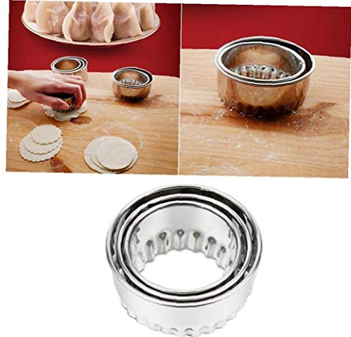 Lankater Stainless Steel Dumpling Wrapper Cutter Cookie Doughnut Muffin Scone Sandwich Bread Crust Maker Kitchen Tools 3pcs