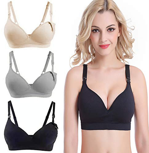 Bllatta Femme Soutien-Gorge Maternité Allaitement Soutien-Gorge d'allaitement Soft Cup Bras Allaitement Armatures 3Pcs