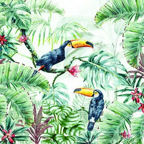 20 Servietten Im Dschungel weiß als Tischdeko 33x33cm