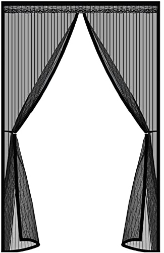 GUOGAI Moustiquaire AimantéE Porte Fenetre, 180x220cm(71x87inch) Moustiquaire Enroulable Moustiquaire sur Mesure de Porte Fermeture Automatique pour Porte d Entrée Intérieur/Patio, Noir