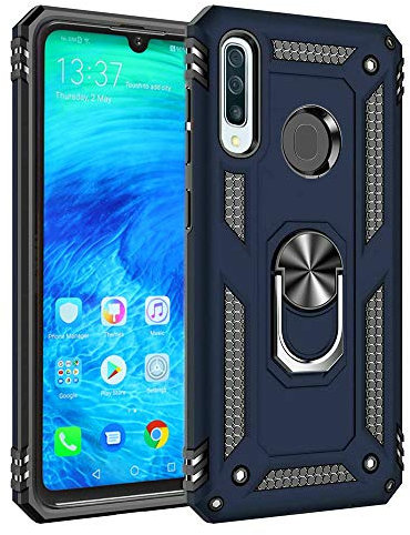 Case Compatible With Huawei P30 Lite / P30 Lite New Edition Case with Magnetic Ring Holder - Hybrid Armor Defender Dual Layer Anti-Scratch Kickstand Shockproof Cover (Blue)