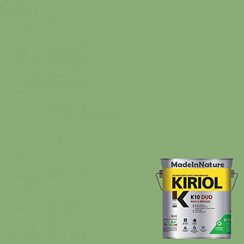 Peinture Bois et Métaux, Sous couche et Finition, Antirouille, sur Fer, Acier Galvanisé, même rouillés, très opacifiant, de MadeInNature (0.75 litre pour 10 m², soit 5 m² pour 2 couches, RAL 6021)