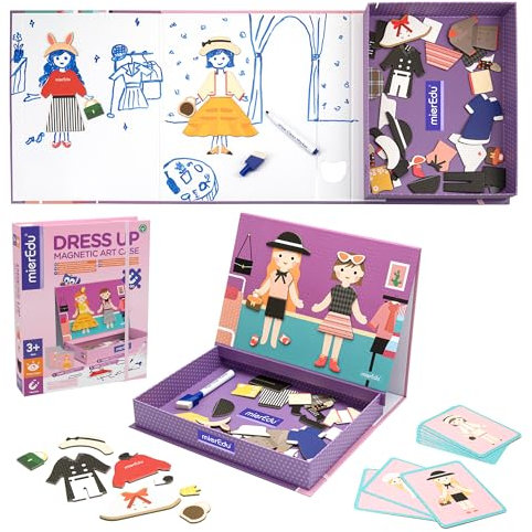 mierEdu Magnetspiel Box Dress Up – Magnetische Anziehpuppen & Lernspiel für Kinder ab 3 Jahren – Kreatives Reisespiel für Autofahrt & Flugzeug – Fördert Motorik & Fantasie