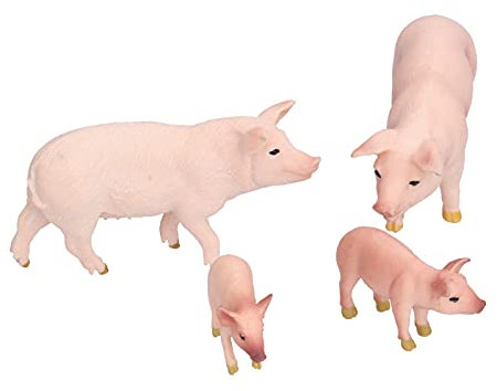 4 Stück Realistische Bauernhof Schwein Tiere Modell Figuren Spielzeug Set, Schwein Figur Modelle Party für Kinder(Schwein Tiere Modell)
