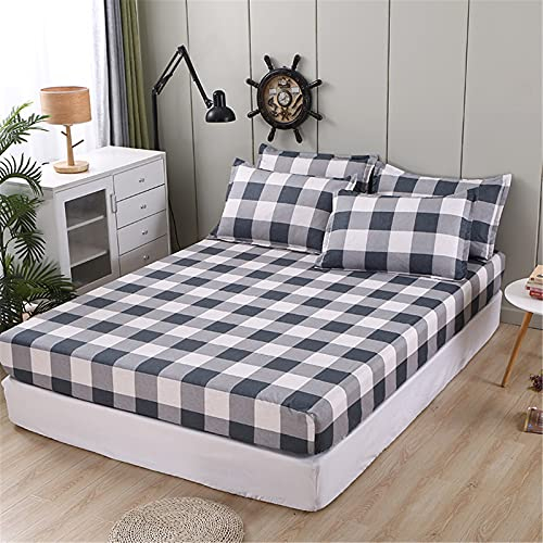 Oduo Spannbetttücher für Boxspringbetten, Spannbettlaken aus Mikrofaser - Drucken Spannbetttuch für Einzelbett Doppelbett - Spannbetttuch Steghöhe bis 30 cm (Graues Plaid,150x200x30cm)