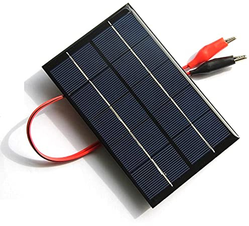 ZONADAH Kit de mini panneau solaire 2 W 5 V avec câble de 35 cm pince crocodile chargeur de batterie bricolage maison projets scientifiques écoles camping pêche randonnée jardin outils de chargement
