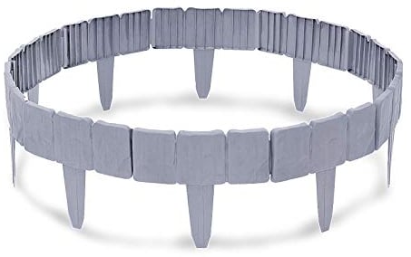Froadp 25x23cm Rasenkante Kunststoff, 5m T-Formig Beetumrandung Mähkante, Steinoptik Palisade Beeteinfassung Garten Dekorativ für Obstgärten Beete Wege(20 Stück)