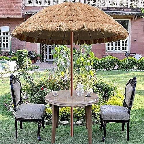 1.45M Paraguas de Paja Rafia Tropical, Sombrilla de Playa de Paja, Anti UV, Muy Apto para Playas, Bares, Terrazas, Jardines