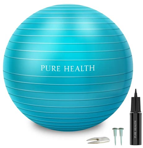 Pure Health Pregnancy Ball Anti Burst for Birthing Labour Pre Natal Exercise Yoga Exercise Gym Ball - Eco Friendly Material Includes Pump (S (50-50cm), Teal)