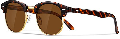 Occhsouo Polarisierte-Halbrahmen-Sonnenbrille-Unisex-Sonnenbrille-Herren-Damen Klassische Retro UV400 Schutz Rechteckig Sonnen brille Metallrahmen Autofahren Reisen(Leopardenmuster/Braun)