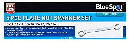 Blue Spot Tools 5 PCE Flare Nut Spanner Set (9-21MM)