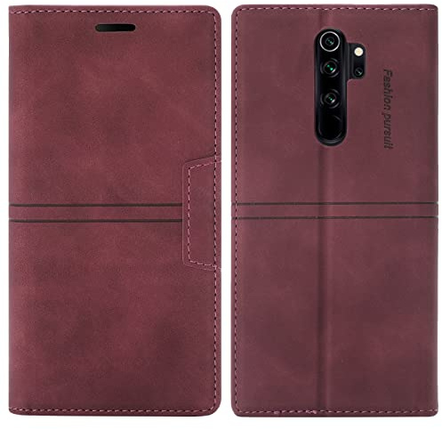 OKZone Kompatibel mit Xiaomi Redmi Note 8 Pro Hülle, Handyhülle Wallet PU Leder Kartenfach Magnet Klappbar Schutzhülle Xiaomi Redmi Note 8 Pro Hülle Flip Case Cover Stoßfest Klapphülle (Rot)