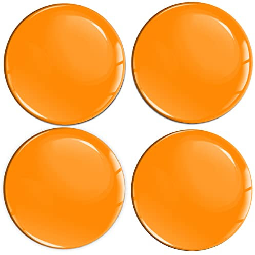 Biomar Labs 4 x 50mm Aufkleber 3D Silikon Orange Glänzend Für Radkappen Nabenkappen Radnabendeckel Rad-Aufkleber Nabendeckel A 1550