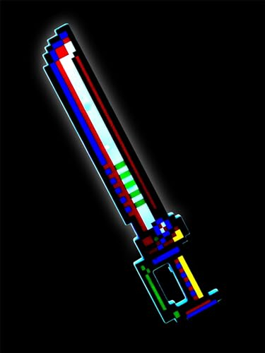 Smiffys Leuchtendes LED-Pixel-Säbelschwert, 56cm, Batterien enthalten