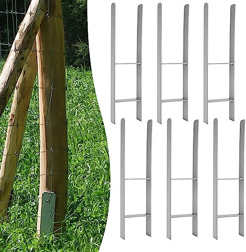 Gimisgu H-Pfostenanker 12 Stück H-anker Pfostenträger Bodenanker für Pfosten H-Pfostenschuh für Zaun und Gewächshaus Pfosten Vierkantholzpfosten(121x600mm)
