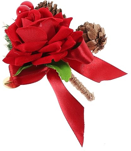 ifundom Hochzeitsblumen Weihnachtsdekoration Frische Blumen Tannenzapfen- Ansteckblume Braut-Korsagen Bräutigam Künstliche Ansteckblume Die Blumen Schmücken en Herrenaccessoires