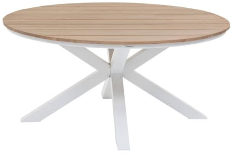 Hespéride - Runder Gartentisch ORIENGO Akazie & Weiß - 4 Plätze - Epoxidbeschichtetes Aluminium - FSC®-zertifiziertes Akazienholz - Akazie/Weiß