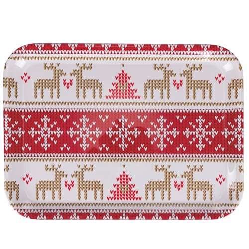 Villa d'Este Home Tivoli 5916037 Weihnachtstablett aus Melamin, Strickeffekt, 32cm x 44cm