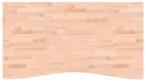 vidaXL Schreibtischplatte, Tischplatte mit 4 abgerundeten Ecken, Arbeitsplatte Platte für Schreibtisch Esstisch, Holzplatte Bürotischplatte, 110x(55-60) x4 cm Massivholz Buche