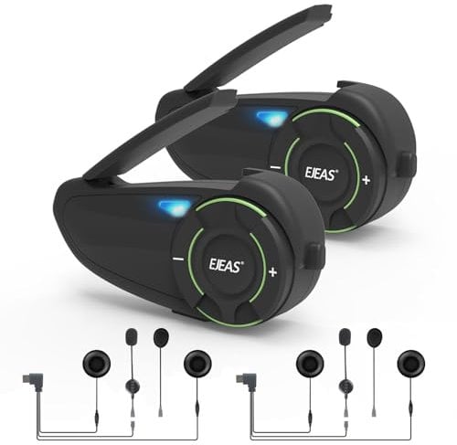 EJEAS Q8 Mesh 3.0 Group Intercom Communication System, Motorcycle Helmet Bluetooth 5.1 Headset with CVC Noise Reduction and Music Sharing for 6 People Full Duplex Talking at The Same Time(2 Pack)