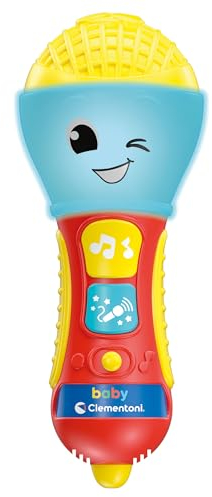 Clementoni- Baby Micrófono parlante Italiano, Juego de Primera Infancia, Educativo electrónico, Interactivo, Centro de Actividades, Luces y Sonidos, Juguete 10-36 Meses, Multicolor (17931)