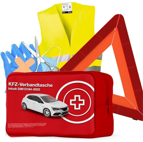 5x 2 in 1 - Pannenset & Autozubehör - Auto Erste Hilfe Set mit Verbandskasten & Warnweste für StVO 2026