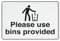 Compladeta Please Use Bins Provided Sign 12 X 8 Inch Metal Sign, Rustproof Aluminum, Multicolor