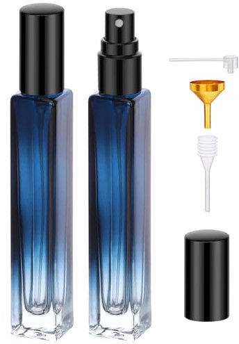 Segbeauty Bote Colonia Recargable, 2 Piezas 10ml Atomizador Perfume, Decants Perfumes, Vidrio, para Mujeres, Hombres la Aviación (Azul Degradado)