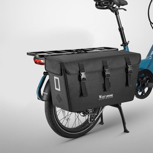 WESTGIRL 23L Cargo E-Bike Pannier,Für E-Bike Pannier Sattel Sitzbeutel | wasserdichte reflektierende E-Bike Trunk Gepäckträger für das Pendeln des Fahrrads Camping (Schwarz Einzeln)