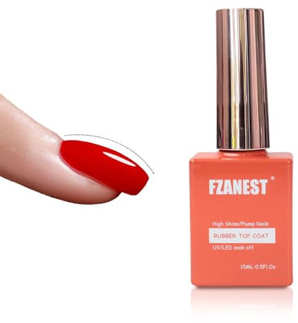 FZANEST Gel Nail Polish Top Coat, 15ML Ultra Shine No Wipe Thick Top Coat Strengthen/Enhanced Plumping Natural Nail and Nail Tips Soak Off UV LED Gel