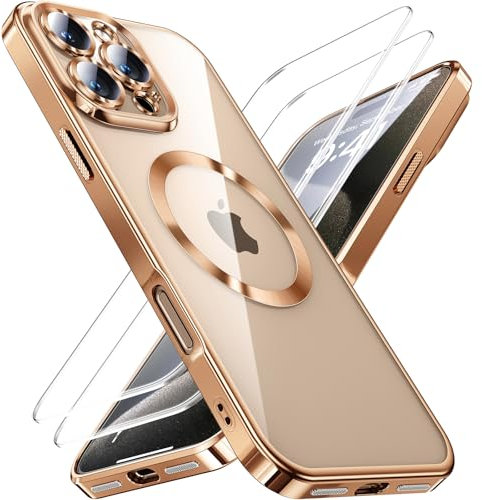 JUESHITUO for iPhone 16 Pro Max Case for Magsafe, Not-Yellowing, Integrated Camera Protection, with 2 Screen Protectors, Military Grade Protection Shockproof Women Men Phone Cover, Desert Titanium