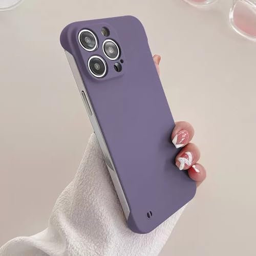 JZFDCLF Custodia ultra sottile senza cornice per PC per iPhone 15 14 Pro Max 13 12 Mini 11 Pro XS Max XR 14 8 7 15 Plus Custodia rigida opaca colorata per telefono, viola D, per iPhone 11