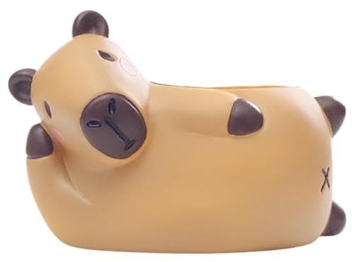 Maceta kivrimlarv de resina con diseño de capibara con orificio de drenaje, bonita maceta decorativa con forma de capibara para suculentas pequeñas y cactus, macetero con forma de animal