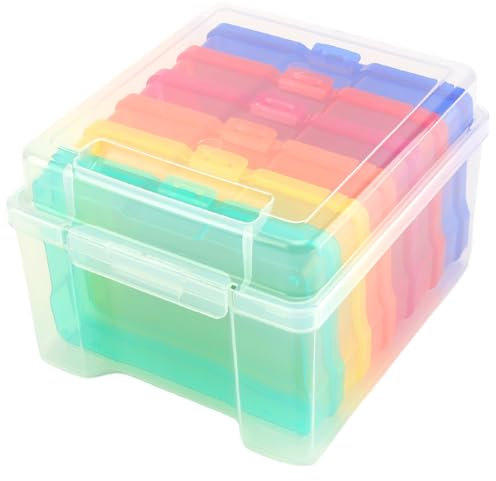 Conteneurs de stockage de photos, boîtiers de photos Stockage pour photo 4x6, conteneurs de rangement photo avec boucle, capacités de photos transparentes transparentes pour tampons, graines, scrapbo