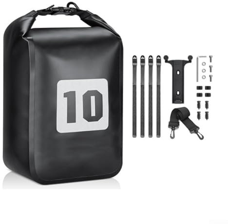 Feegow Sac étanche pour fourche de vélo de 10 L avec couvercle enroulable pour vélo - Sacoche de vélo pour objets personnels (10 l, noir)