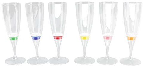 lvifloae 6 Stück LED leuchtende Cocktailgläser, innovative Champagnergläser, KTV PS Weingläser-Set, bunte Kunststoff-Champagnergläser, Trinkbecher, leuchtende bunte leuchtende