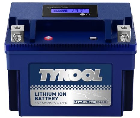 TYKOOL YTX9-BS-PRO,3X Cranking Amps,5X Life, Lithium LiFePO4 Motorcycle Battery,300 CCA,Powersports Battery,Fits for ATV,UTV,Scooter,Riding Lawn Mower,Honda eu3000is,400ex,Predator Generator